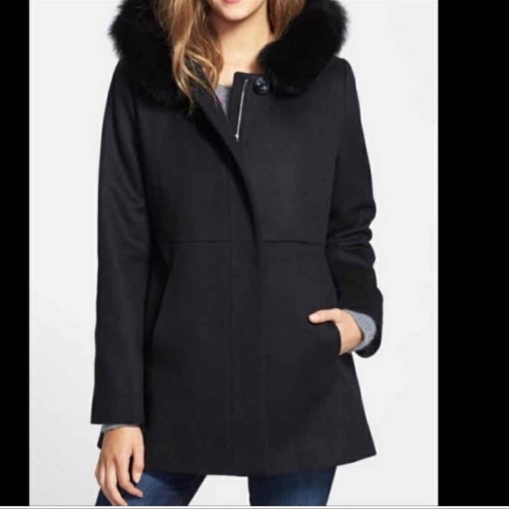 Sachi Black Fur Peacoat